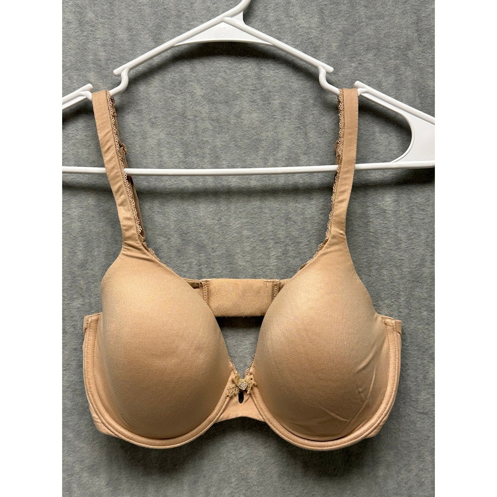 Victoria's Secret Bra 32DD Tan Lined Perfect Coverage Lace‎ Trim